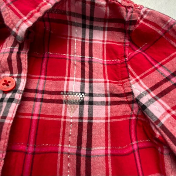 Guess Los Angeles Girls Red/Black Plaid Shirt Sz 3 - Picture 5 of 13
